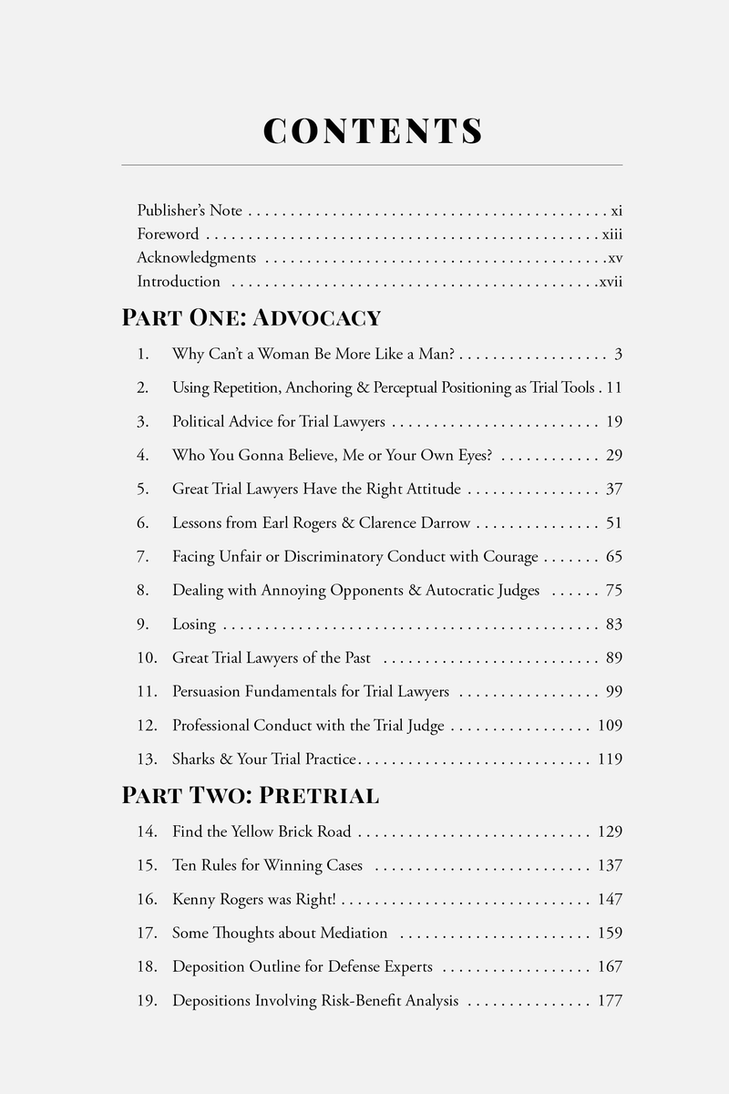 Table of Contents for Luvera on Advocacy