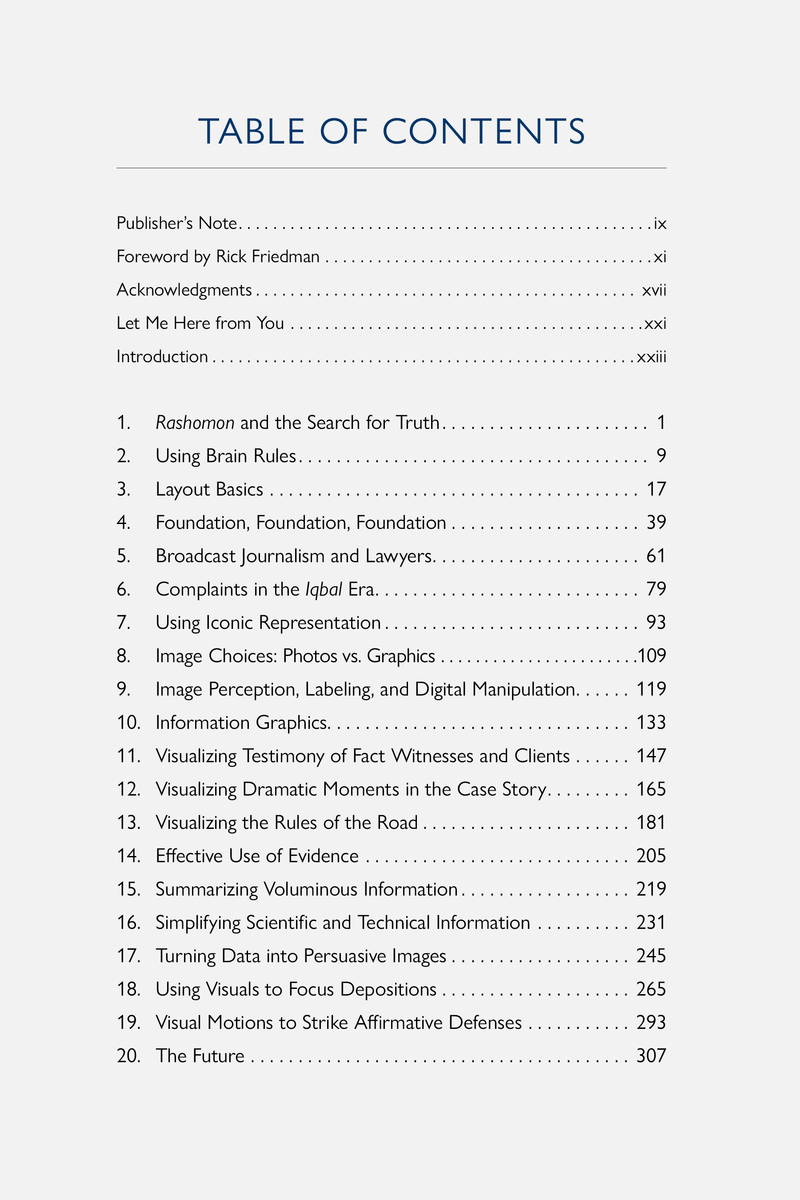 Table of Contents for Show the Brief