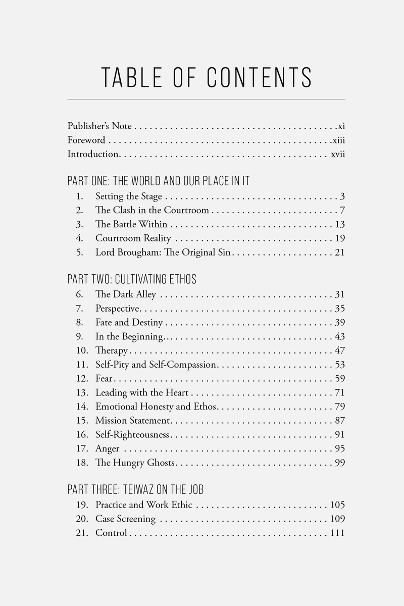 Table of Contents for The Way of the Trial Lawyer