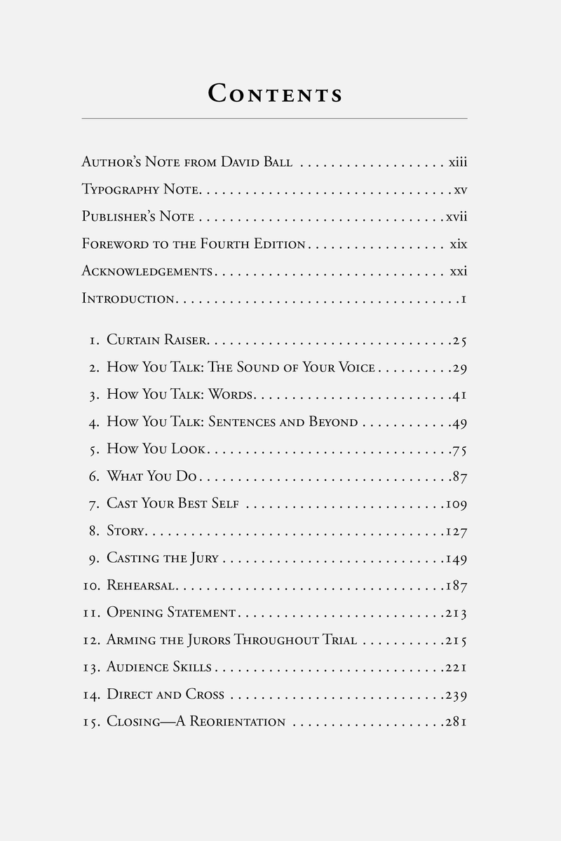 Table of Contents for Theater for Trial